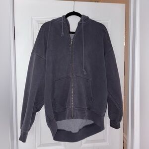 Brandy Melville Gray/Purple Oversized Zip-Up Hoodie